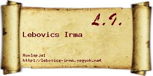 Lebovics Irma névjegykártya
